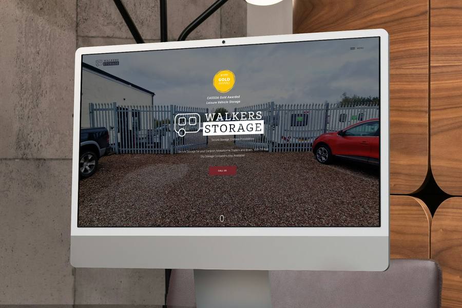Walkers Caravan Storage new website on an iMac